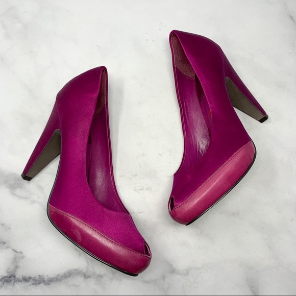 ASH for PEDDER RED Silk Leather Platform Pumps 39 - Picture 2 of 10